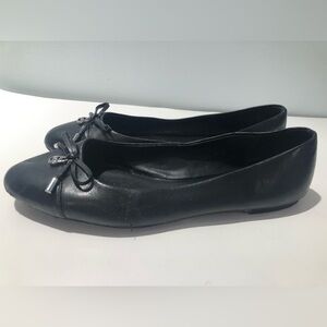 Michael Kors black leather flat ballerina shoes 8.5